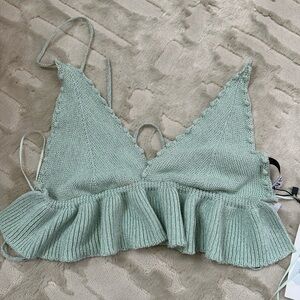 Zara light green sparkle tie top. NWT. SIZE M